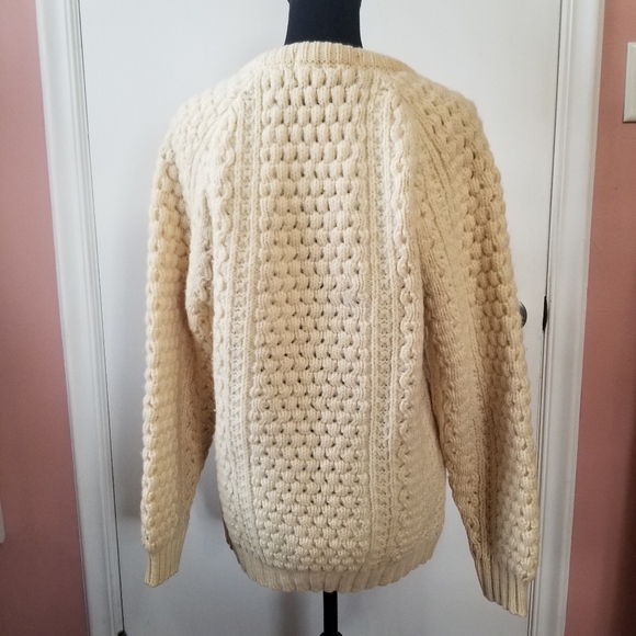IRISH COUNTRY KNITWEAR IRELAND Vintage Wool Fisherman Sweater Size 42 Medium - Picture 3 of 5
